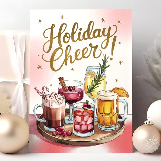 Kerstfeest Drank Tray Kerstkaart Feestdagen Kaart