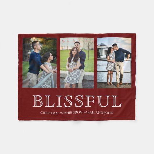 Kerstfeest | Drie fotocollage Fleece Deken (Voorkant (Horizontaal))