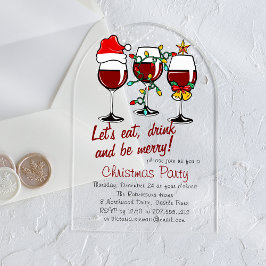 Kerstfeest Drink cocktails wijnglazen Acryl Uitnodigingen