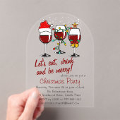 Kerstfeest Drink cocktails wijnglazen Acryl Uitnodigingen (Insitu (Draagbaar))