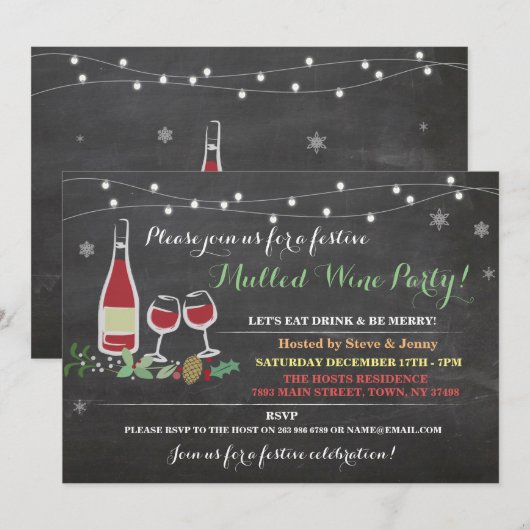 kerstfeest Drink Mulled Wine Merry Ice Party nodig Kaart (Voorkant / Achterkant)