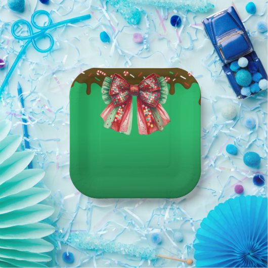 Kerstfeest Druppel Bling Feestelijke Vrolijke Kers Papieren Bordje (Feest)