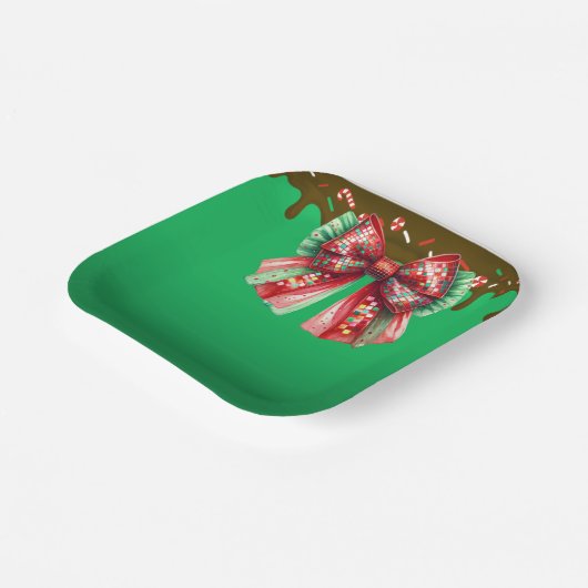 Kerstfeest Druppel Bling Feestelijke Vrolijke Kers Papieren Bordje (Gebogen)