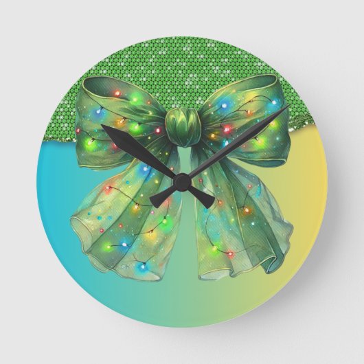 Kerstfeest Druppel Bling Feestelijke Vrolijke Kers Ronde Klok (Voorkant)