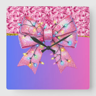 Kerstfeest Druppel Bling Feestelijke Vrolijke Kers Vierkante Klok