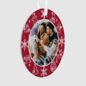 kerstfeest | Dubbele naam en jaarfoto Ornament (voorkant)