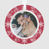 kerstfeest | Dubbele naam en jaarfoto Ornament (achterkant)