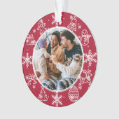 kerstfeest | Dubbele naam en jaarfoto Ornament (voorkant)