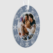 kerstfeest | Dubbele naam en jaarfoto Ornament (voorkant)