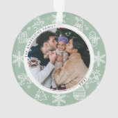 kerstfeest | Dubbele zaadnaam en jaarlijkse fotose Ornament (achterkant)