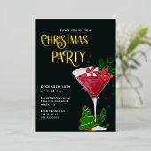 Kerstfeest echt goud folie uitnodiging (Staand Voorkant)