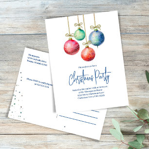 Kerstfeest Eenvoudige Watercolor Ornamenten Briefkaart