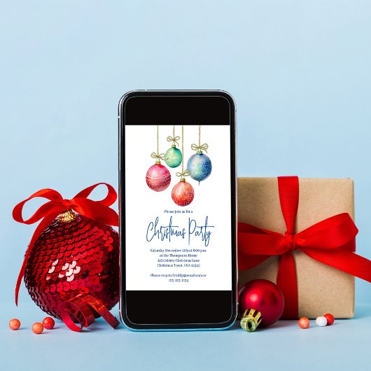 Kerstfeest Eenvoudige Waterverf Ornamenten Kaart