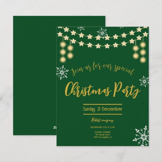 Kerstfeest elegant bedrijfsdiner feestdagenkaart (Voorkant / Achterkant)