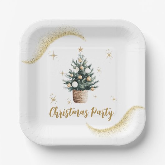 Kerstfeest Elegant Goud Dessert Papieren Bordje (Voorkant)