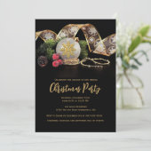 Kerstfeest Elegant Goud op Zwart Kaart (Staand voorkant)
