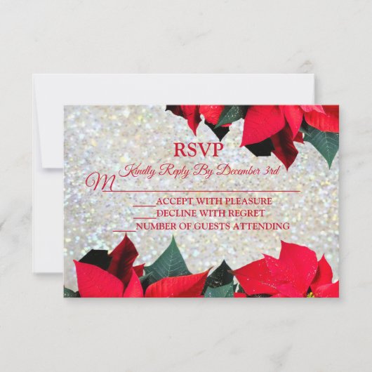 Kerstfeest Elegant Red Flowers Holiday RSVP Kaartje (Voorkant)