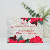 Kerstfeest Elegant Red Flowers Holiday RSVP Kaartje (Staand voorkant)