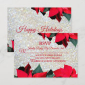 Kerstfeest Elegant Red Flowers Holiday RSVP Kaartje (Voorkant / Achterkant)