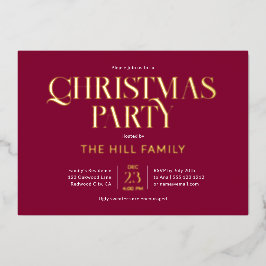 Kerstfeest Elegant Rood Folie Uitnodiging