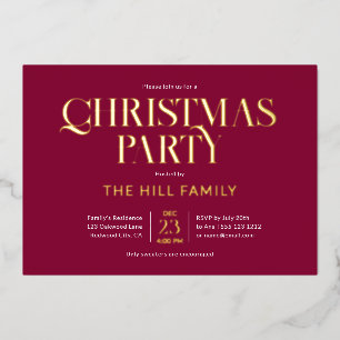Kerstfeest Elegant Rood Folie Uitnodiging
