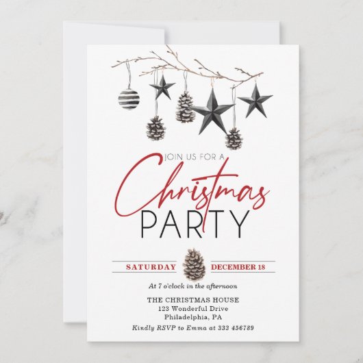 Kerstfeest Elegant Scandinavian Ornament Kaart (Voorkant)