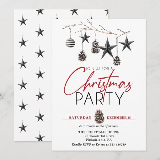 Kerstfeest Elegant Scandinavian Ornament Kaart (Voorkant / Achterkant)