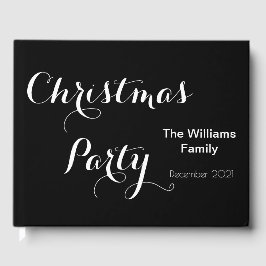 Kerstfeest Elegant Typografie Black White Gastenboek