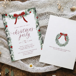 Kerstfeest Elegante Festive Waterverf Strik Kaart