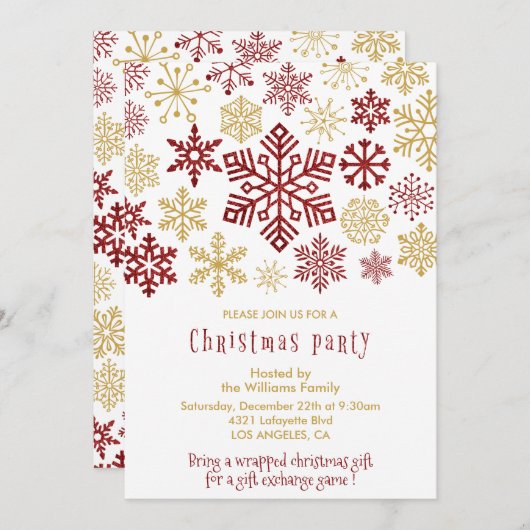 Kerstfeest Elegante sneeuwvlokken Kaart (Voorkant / Achterkant)