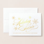 Kerstfeest Elegante sneeuwvlokken Uitnodigen Folie Kaarten (Voorkant met envelop)