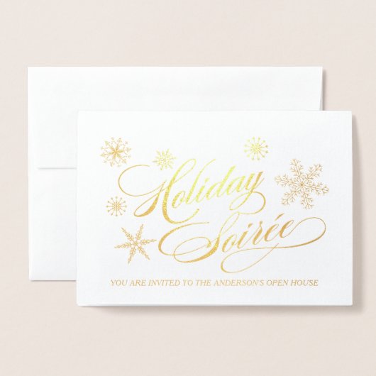 Kerstfeest Elegante sneeuwvlokken Uitnodigen Folie Kaarten (Voorkant met envelop)