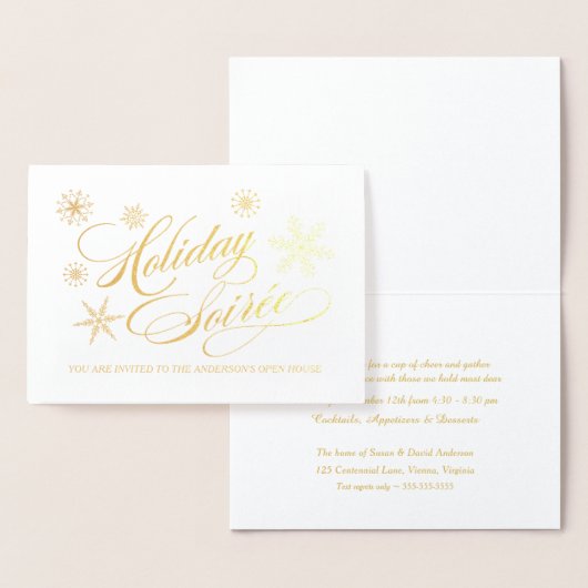 Kerstfeest Elegante sneeuwvlokken Uitnodigen Folie Kaarten (Display)