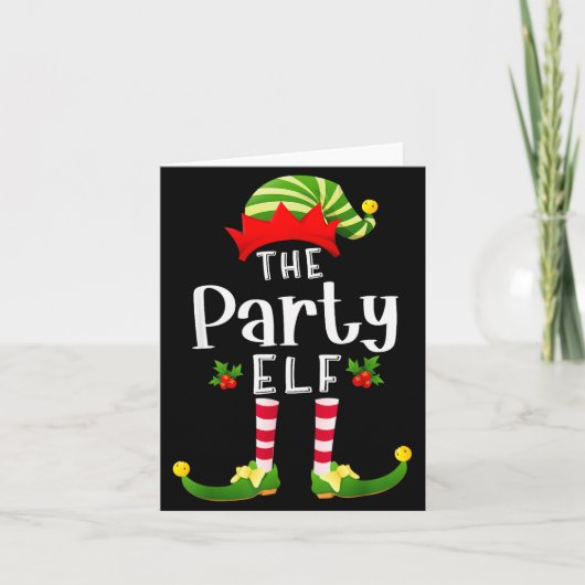 Kerstfeest Elf Bijpassende Pyjama X-mas Feest Kaart (Voorkant)