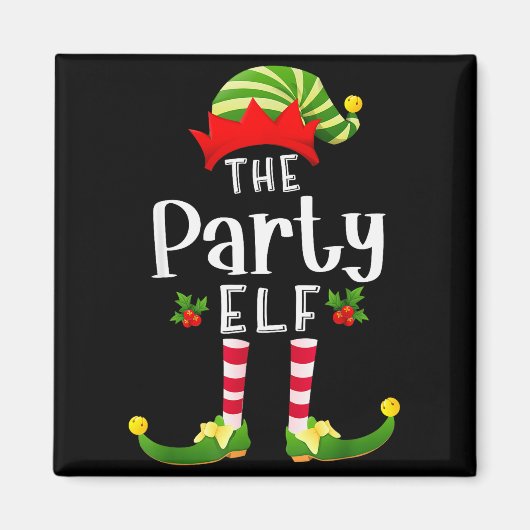 Kerstfeest Elf Bijpassende Pyjama X-mas Feest Magneet (Voorkant)