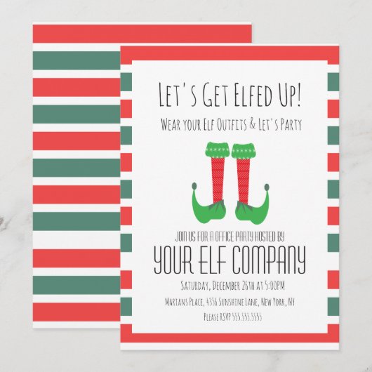 Kerstfeest Elf Costume Kantoor Company Event Kaart (Voorkant / Achterkant)