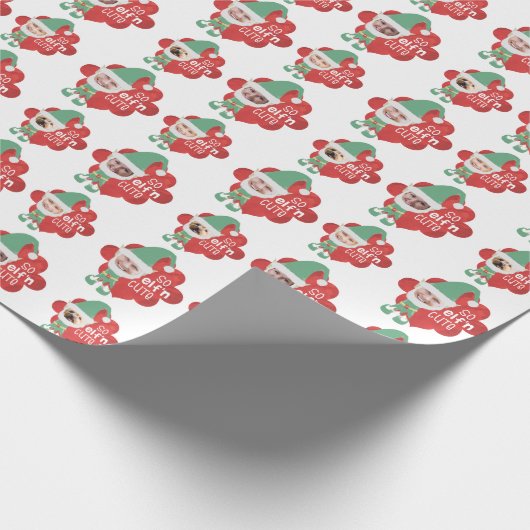 Kerstfeest Elf Familie 4 Foto SO ELFn CUTE Gezegde Cadeaupapier (Hoek)