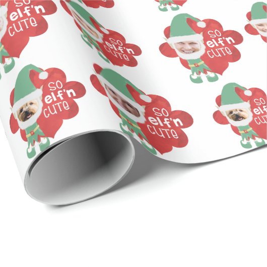 Kerstfeest Elf Familie 4 Foto SO ELFn CUTE Gezegde Cadeaupapier (Rol Hoek)