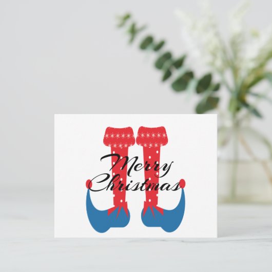 Kerstfeest Elf Feet Whimiscal Briefkaart (Staand voorkant)
