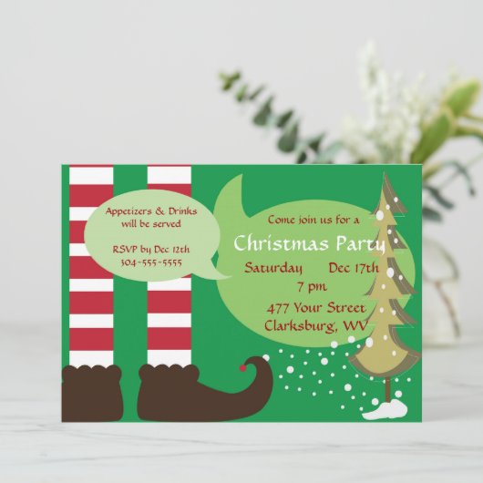 Kerstfeest Elf Kaart (Staand voorkant)