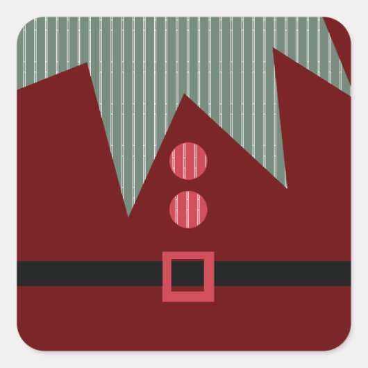 Kerstfeest Elf Suit Holiday Vierkante Sticker (Voorkant)