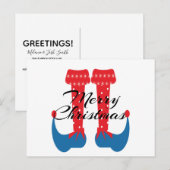 Kerstfeest Elf Voeten Whimiscal Briefkaart (Voorkant / Achterkant)