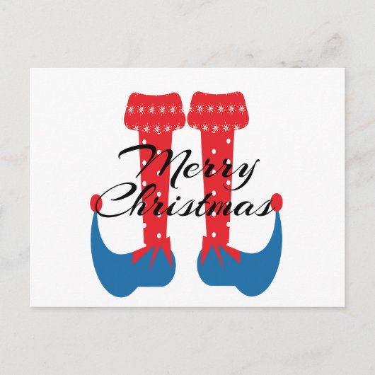 Kerstfeest Elf Voeten Whimiscal Briefkaart (Voorkant)