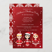 Kerstfeest en cadeauuitwisseling voor kinderen kaart (Voorkant / Achterkant)