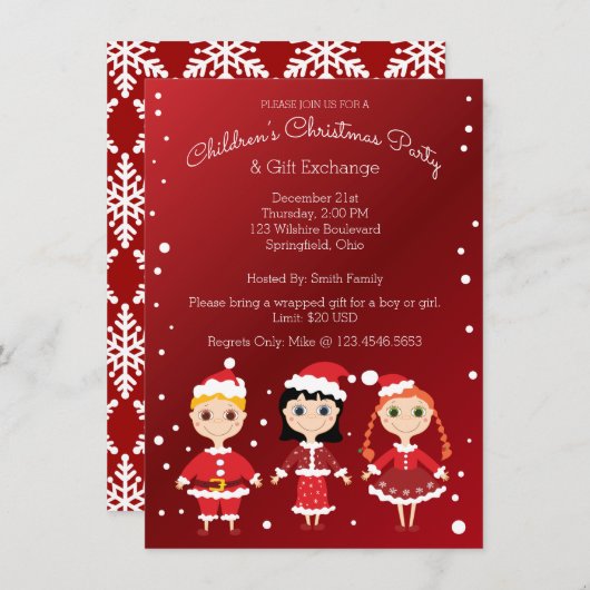 Kerstfeest en cadeauuitwisseling voor kinderen kaart (Voorkant / Achterkant)