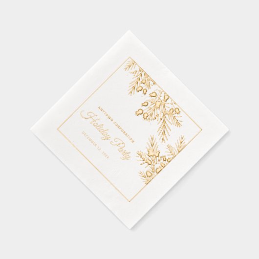 Kerstfeest Evergreen Gold Foil Kantoor Holiday Folie Servetten (Rechts)