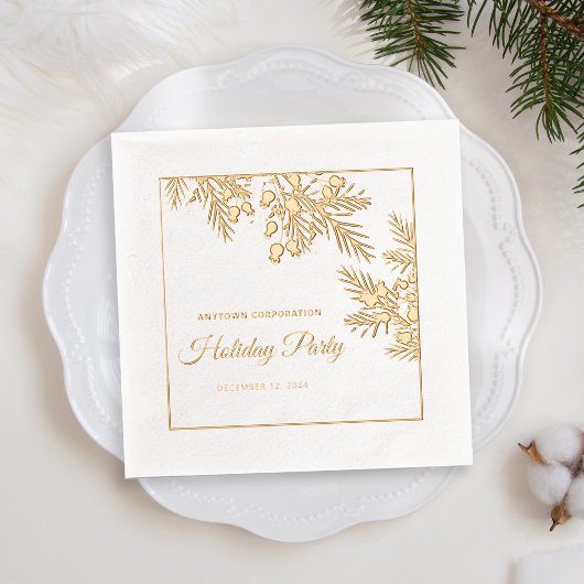Kerstfeest Evergreen Gold Foil Kantoor Holiday Folie Servetten