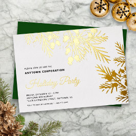 Kerstfeest Evergreen Gold Foil Kantoor Holiday Folie Uitnodiging