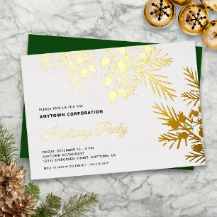 Kerstfeest Evergreen Gold Foil Kantoor Holiday Folie Uitnodiging