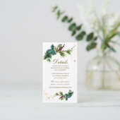 Kerstfeest Evergreen Holly Winter Wedding Informatiekaartje (Staand voorkant)